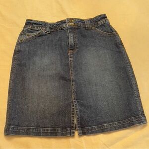 St John's Bay Denim Blue Skirt 10P Cotton Spandex Stretch Pockets